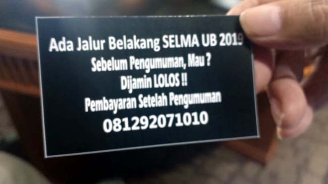 Polisi Buru Pelaku Utama Calo UB