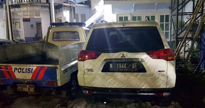 Mobil Pajero maut masih diamankan di unit Laka Lantas Polresta Malang Kota. (gie)