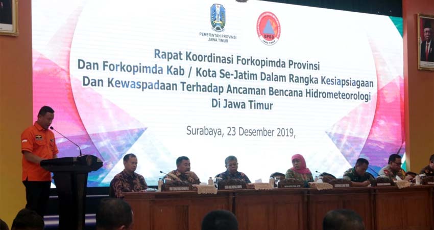 Walikota Sutiaji Hadiri Rakor Kesiapsiagaan dan Kewaspadaan Bencana Hidrometeorologi di Jatim