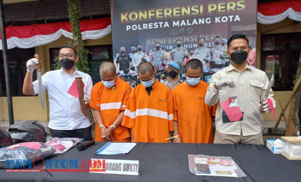 Rampas Motor dan Lukai Korban, Tiga Pelaku Begal serta Penadah Dibekuk Polresta Malang Kota