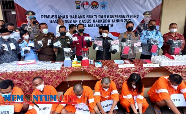 Selamatkan 32.154 Jiwa dari Bahaya Narkoba, Kapolresta Malang Kota Musnahkan 1082,17 Gram Sabu dan 3,927 Kg Ganja