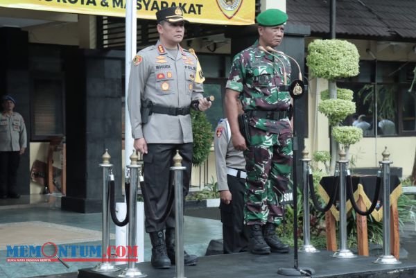 Tingkatkan Harkamtibmas Kota Malang, Polresta Malang Kota dan Kodim 0833 Apel Sinergitas